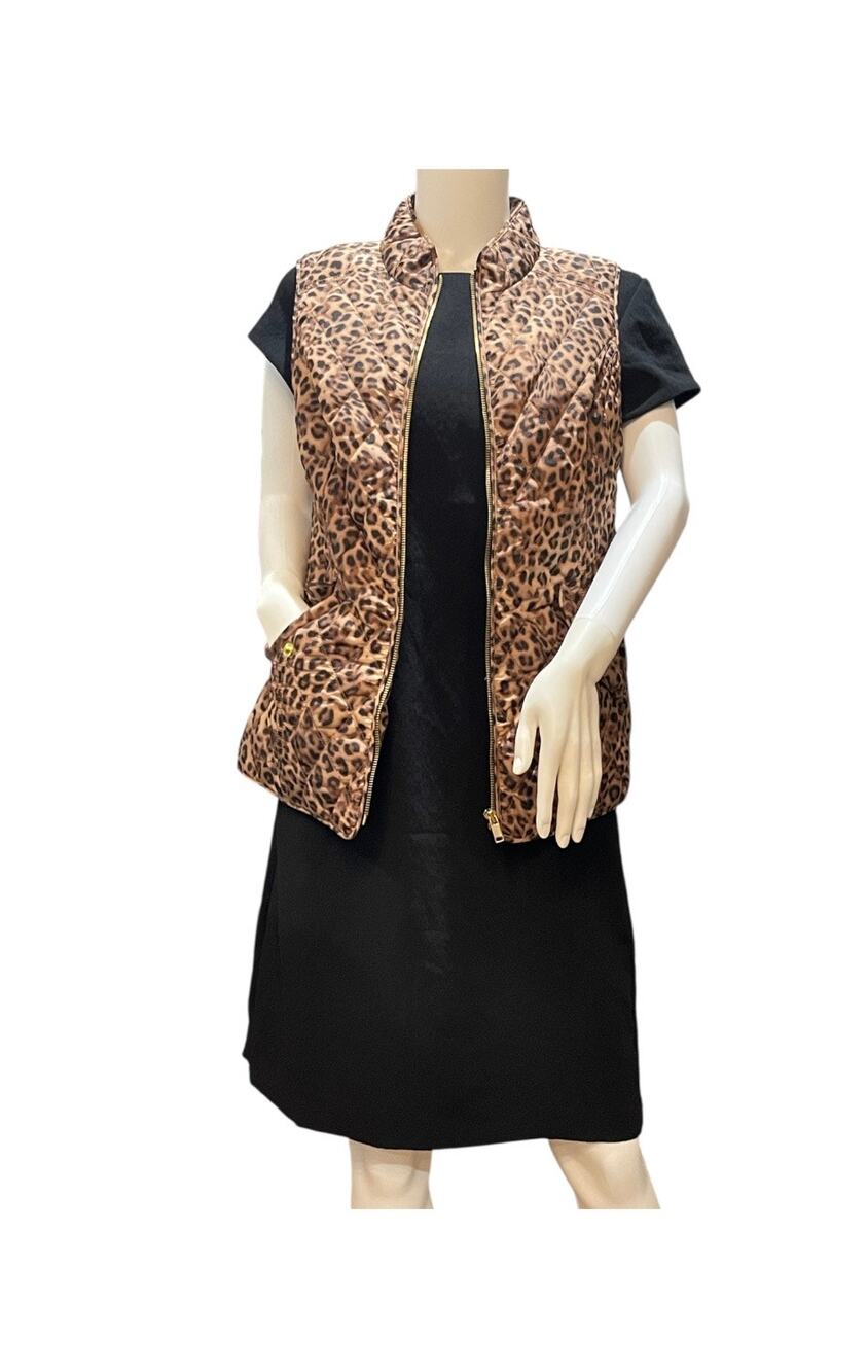 Charter Club Animal-Print Quilted Vest Small